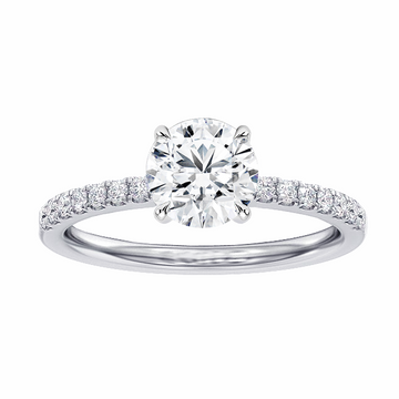 1.33 CT Hidden Halo Round Cut Diamond Engagement Ring in White Gold or Platinum